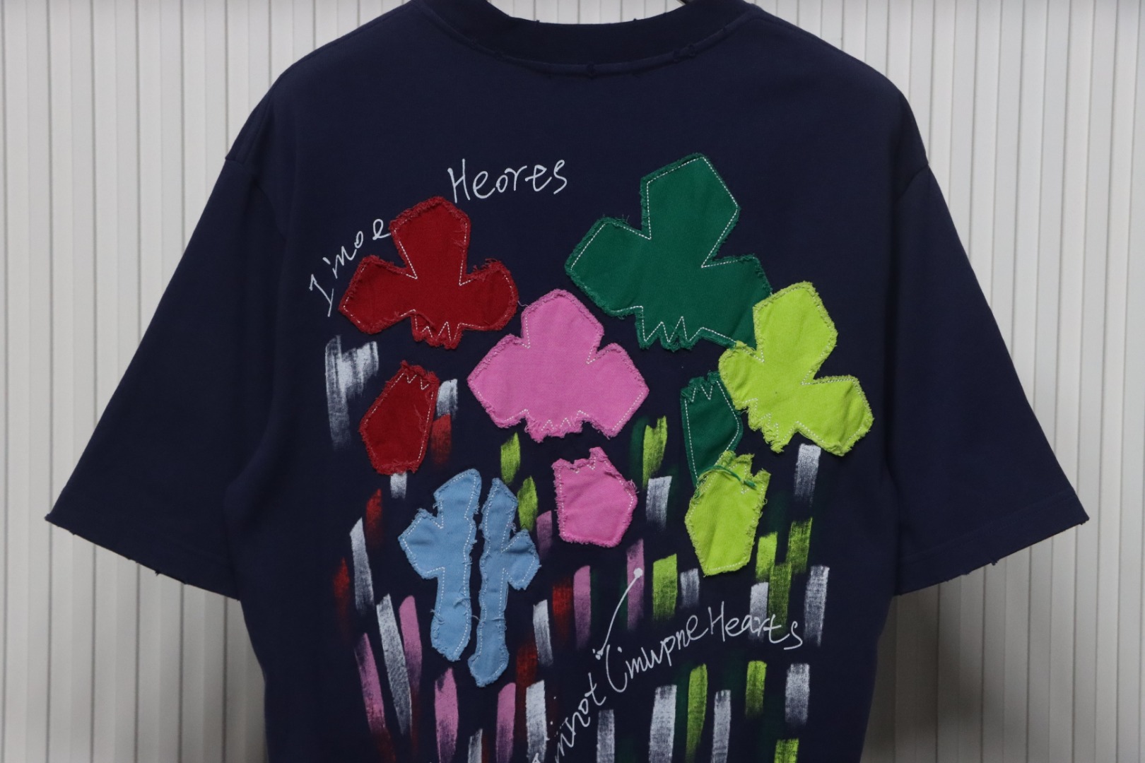 Chrome Hearts 25ss Valentine's Day Patch Embroidery Graffiti T-shirt Navy