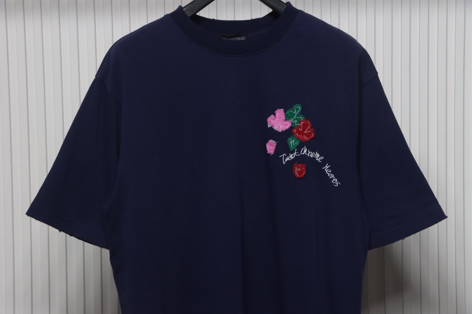Chrome Hearts 25ss Valentine's Day Patch Embroidery Graffiti T-shirt Navy