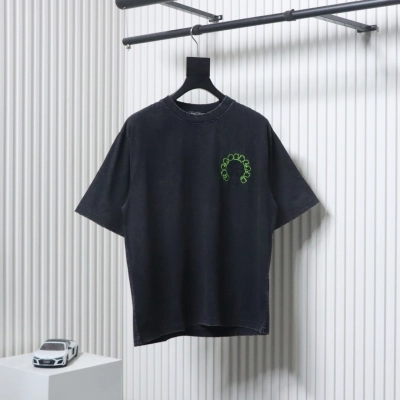 Chrome Hearts 25ss Sanskrit Horseshoe Cross Patch Embroidered Washed T-shirt Black 01