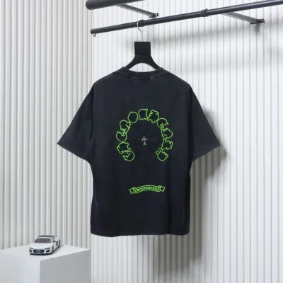 Chrome Hearts 25ss Sanskrit Horseshoe Cross Patch Embroidered Washed T-shirt Black 02