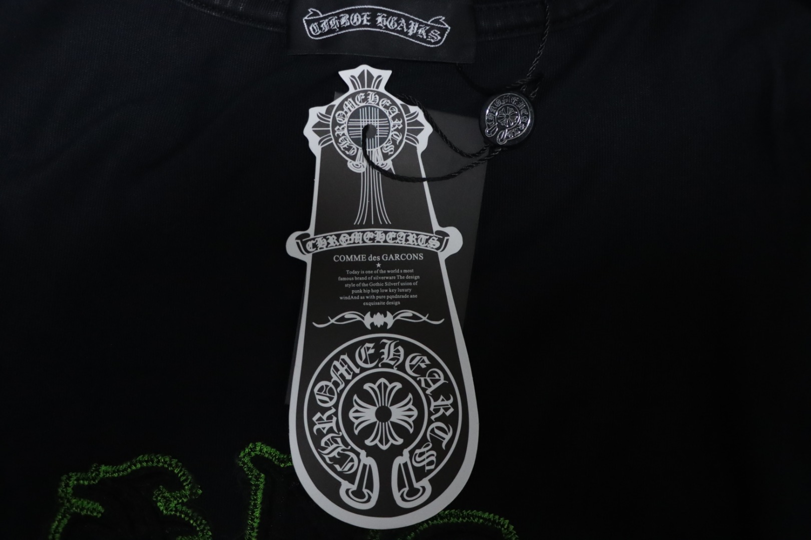 Chrome Hearts 25ss Sanskrit Horseshoe Cross Patch Embroidered Washed T-shirt Black