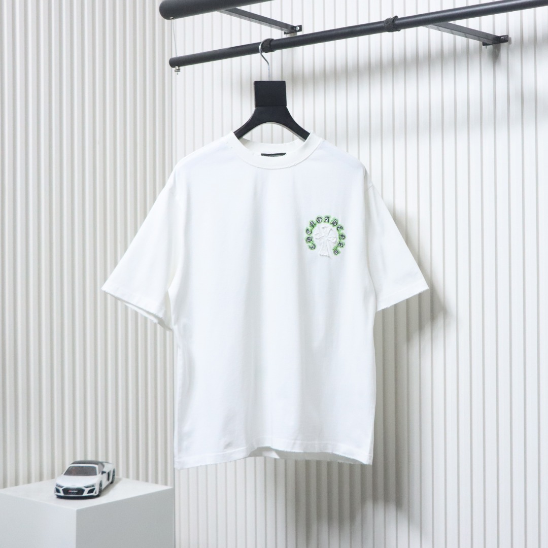 Chrome Hearts 25ss Sanskrit Horseshoe Cross Patch Embroidered Washed T-shirt White
