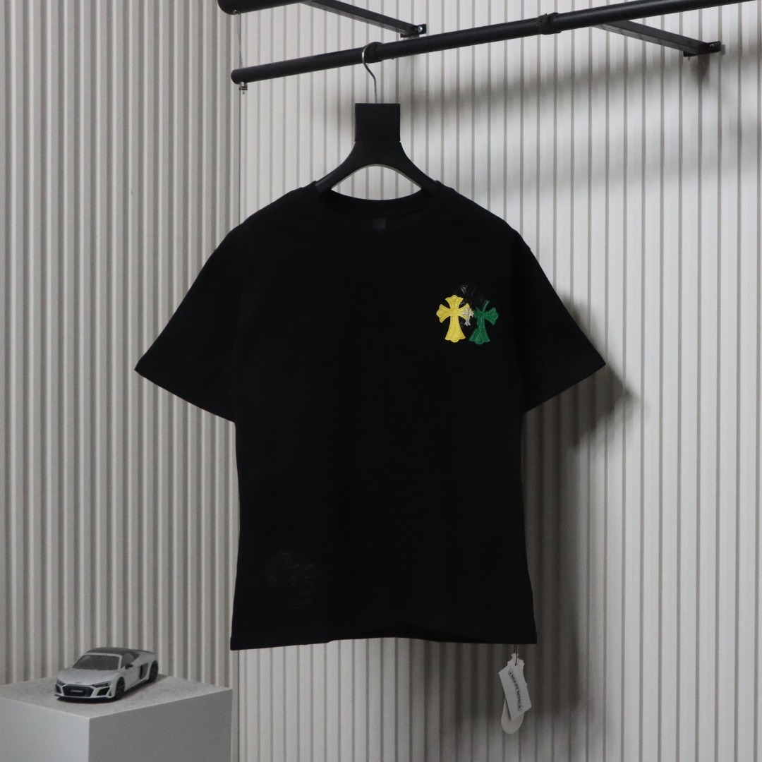 Chrome Hearts CH Colorful Leather Label Cross T-shirt Black