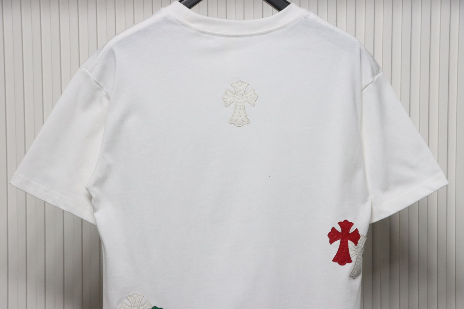 Chrome Hearts CH Colorful Leather Label Cross T-shirt White