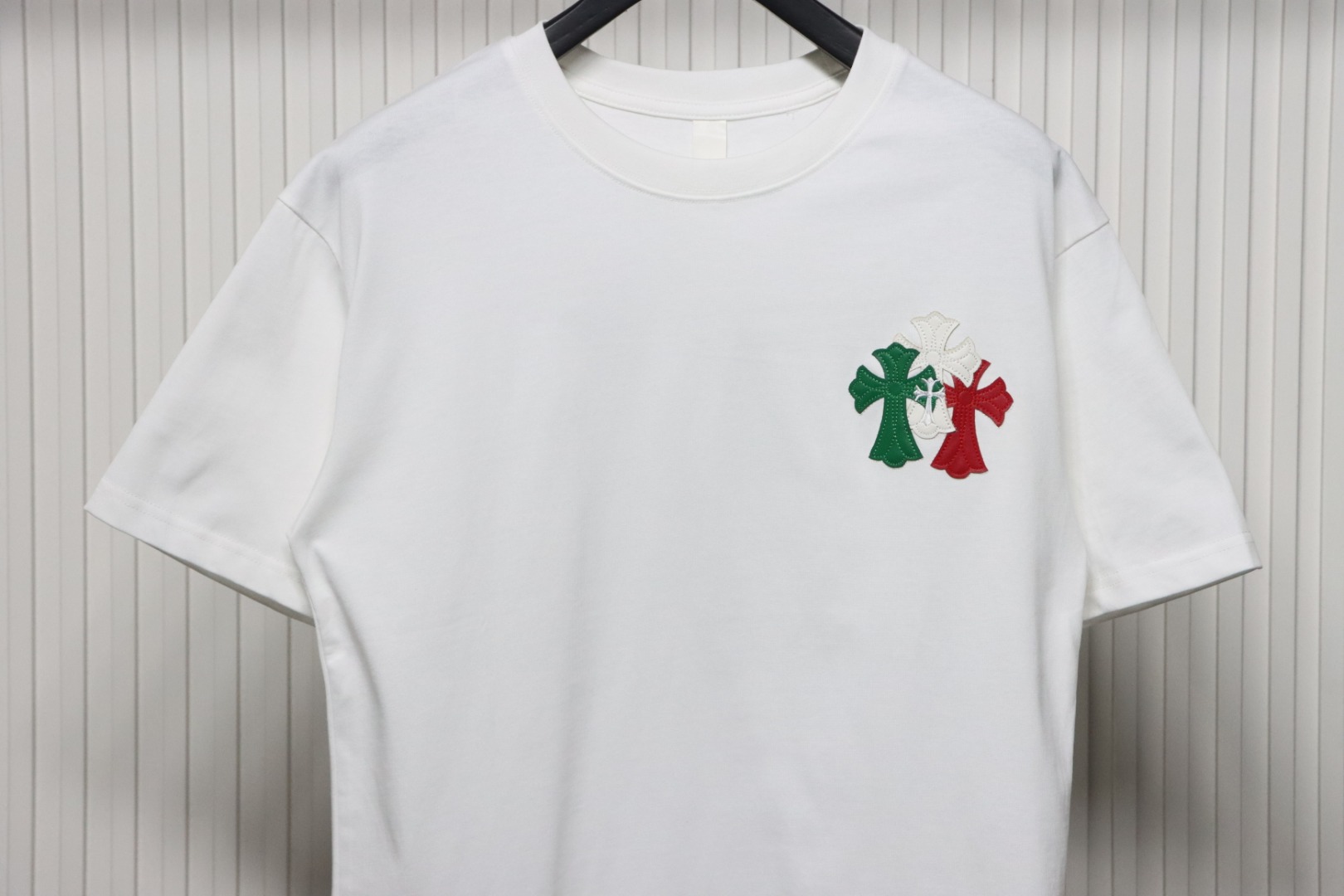 Chrome Hearts CH Colorful Leather Label Cross T-shirt White