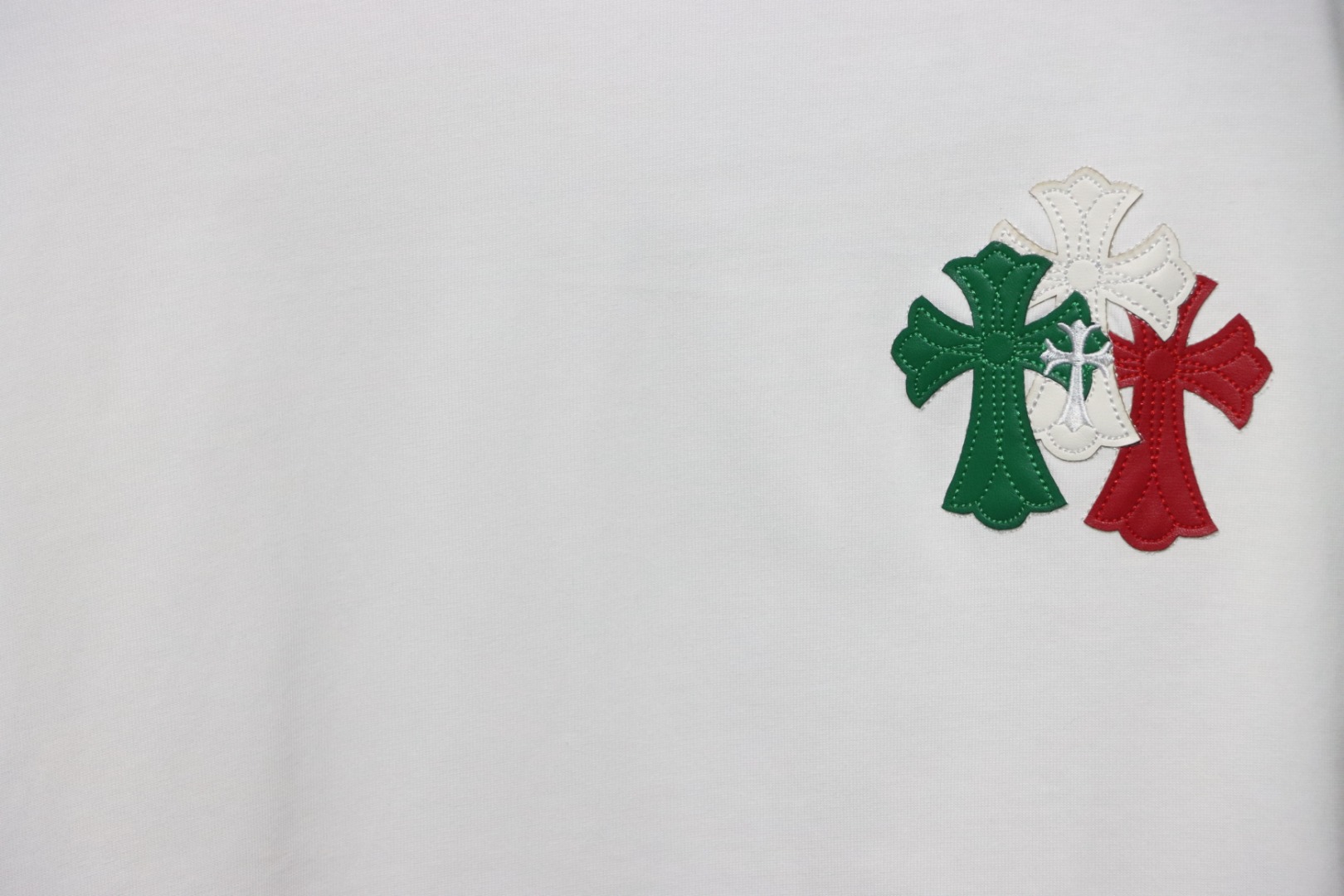 Chrome Hearts CH Colorful Leather Label Cross T-shirt White
