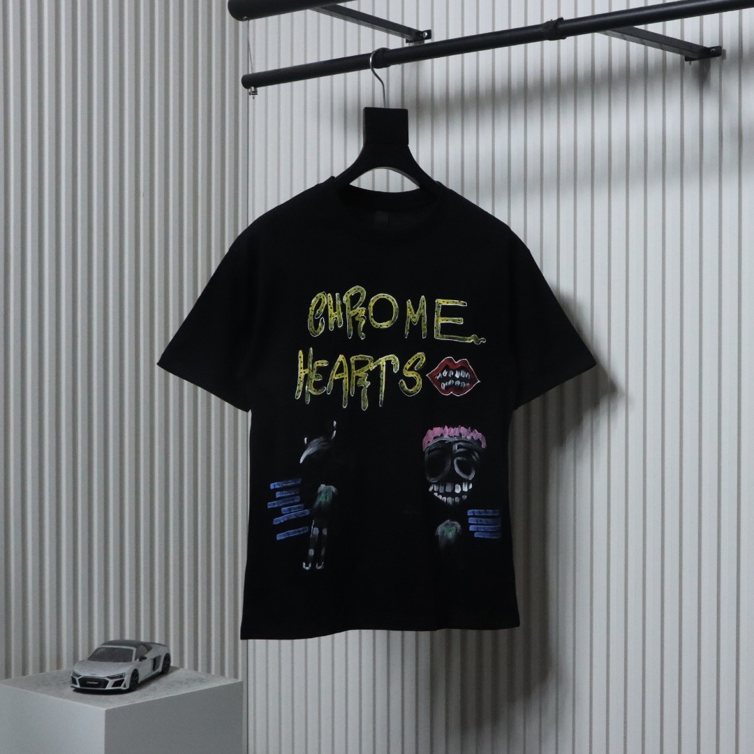 Chrome Hearts CH Graffiti Cartoon T-shirt Black