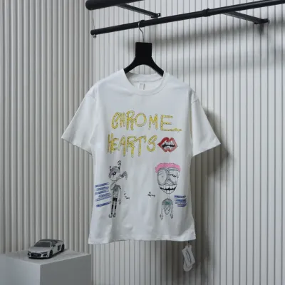 Chrome Hearts CH Graffiti Cartoon T-shirt White 01