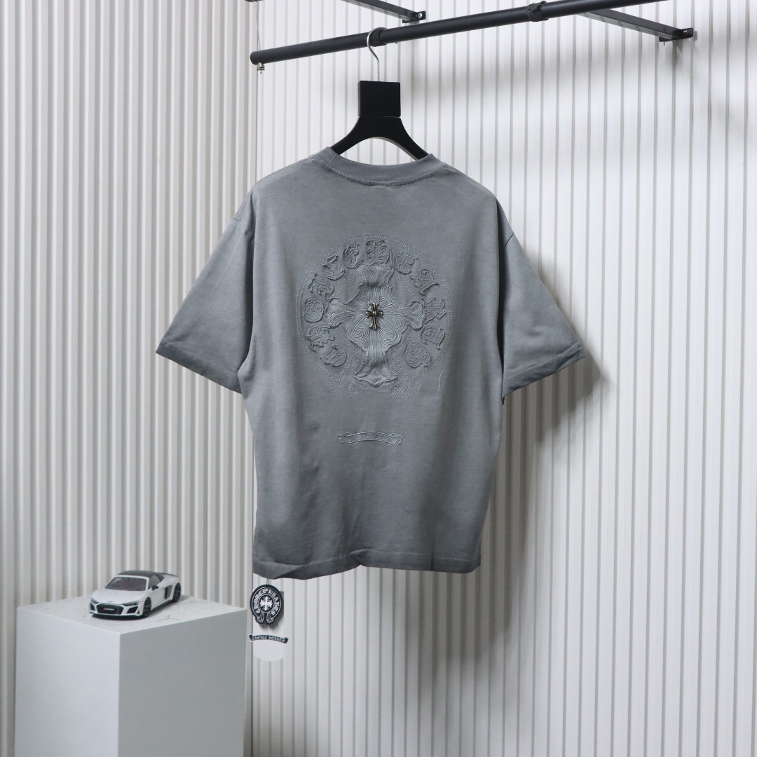 Chrome Hearts Heavy Industry Washed Distressed T-shirt Grey
