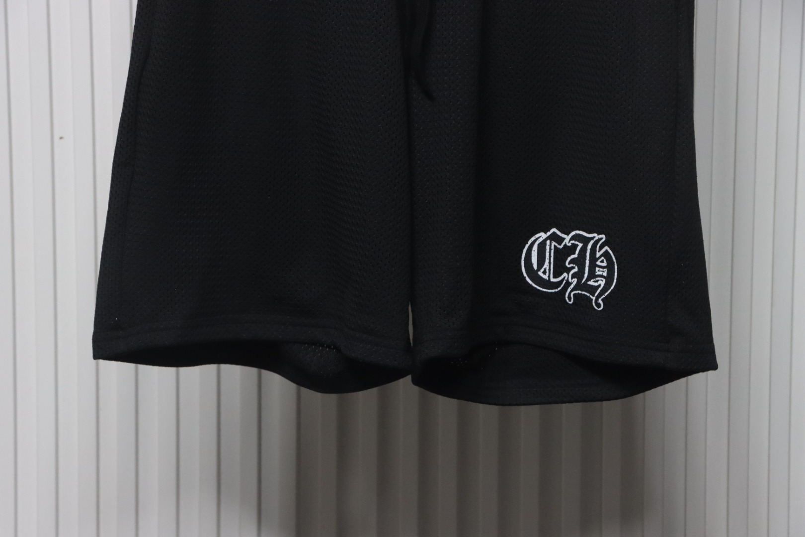 Chrome Hearts Popular Sanskrit Print Mesh Double-Layer Ice Hockey Shorts Black