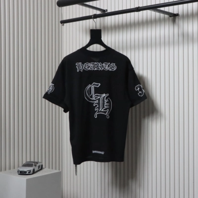 Chrome Hearts Popular Sanskrit Print Mesh Double-Layer Ice Hockey T-shirt Black 02
