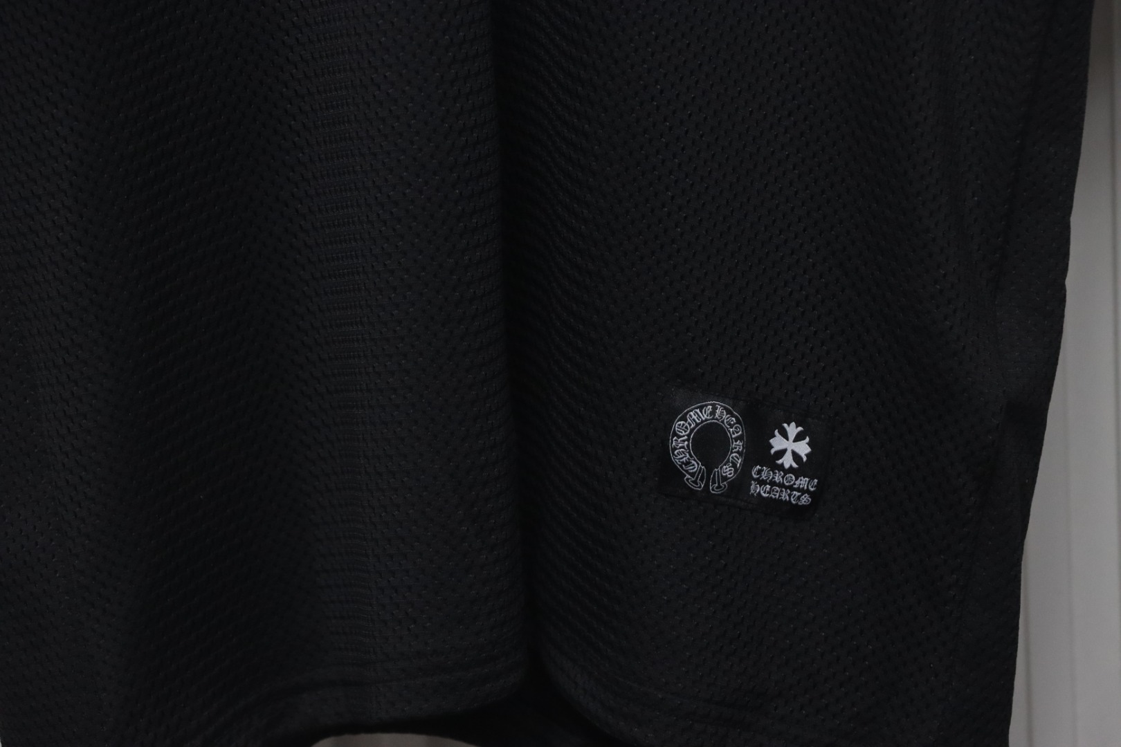 Chrome Hearts Popular Sanskrit Print Mesh Double-Layer Ice Hockey T-shirt Black