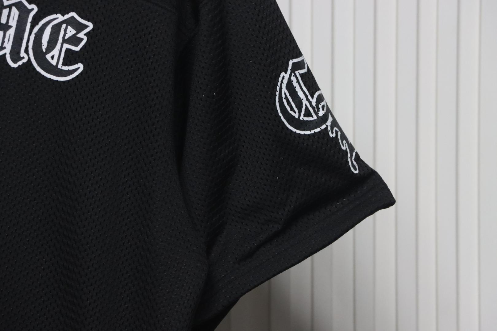 Chrome Hearts Popular Sanskrit Print Mesh Double-Layer Ice Hockey T-shirt Black