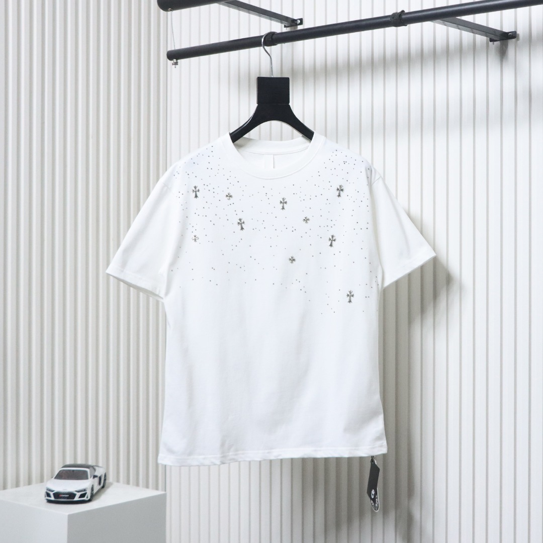 Chrome Hearts Starry Sky Rhinestone T-shirt White