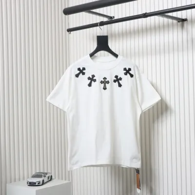 Crosby Cross-Patched Silver Embroidered T-Shirt White 01