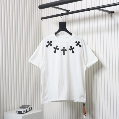 Crosby Cross-Patched Silver Embroidered T-Shirt White 01