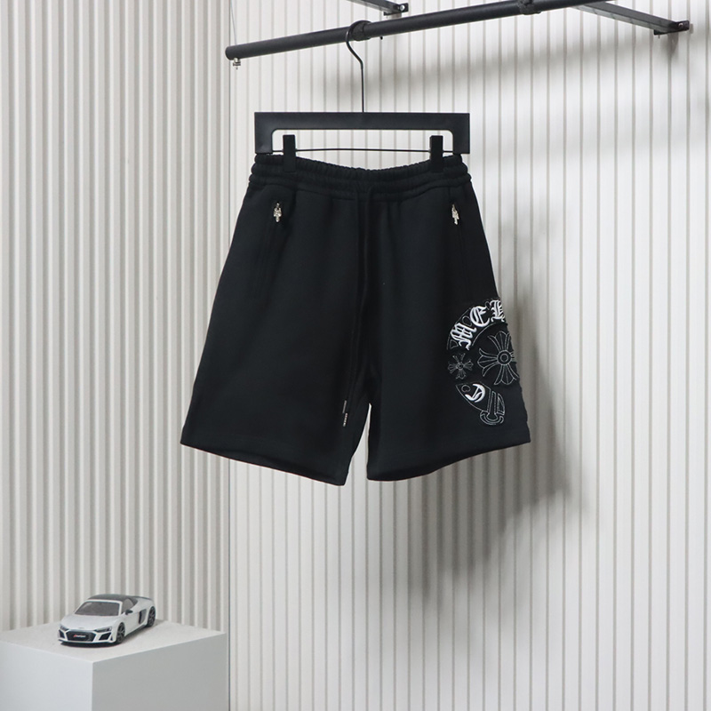 Chrome Hearts 24ss Appliqué Cross and Scroll Embroidered Shorts Black