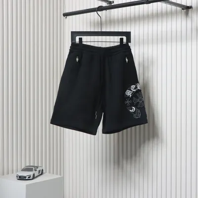 Chrome Hearts 24ss Appliqué Cross and Scroll Embroidered Shorts Black 01