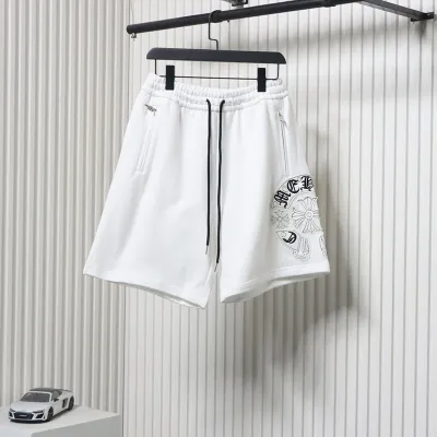 Chrome Hearts 24ss Appliqué Cross and Scroll Embroidered Shorts White 01