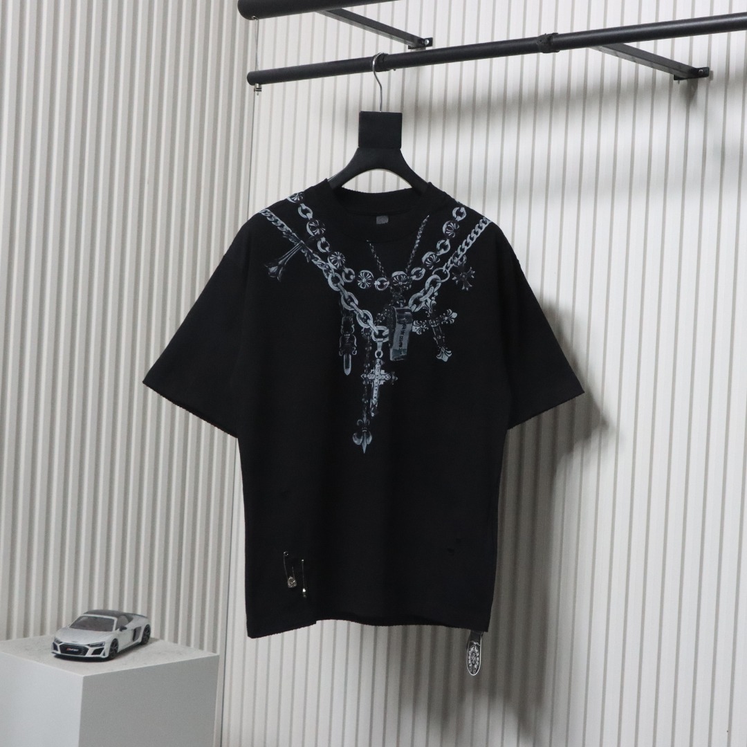 Chrome Hearts 25ss Casual Hand-painted Graffiti T-shirt Black