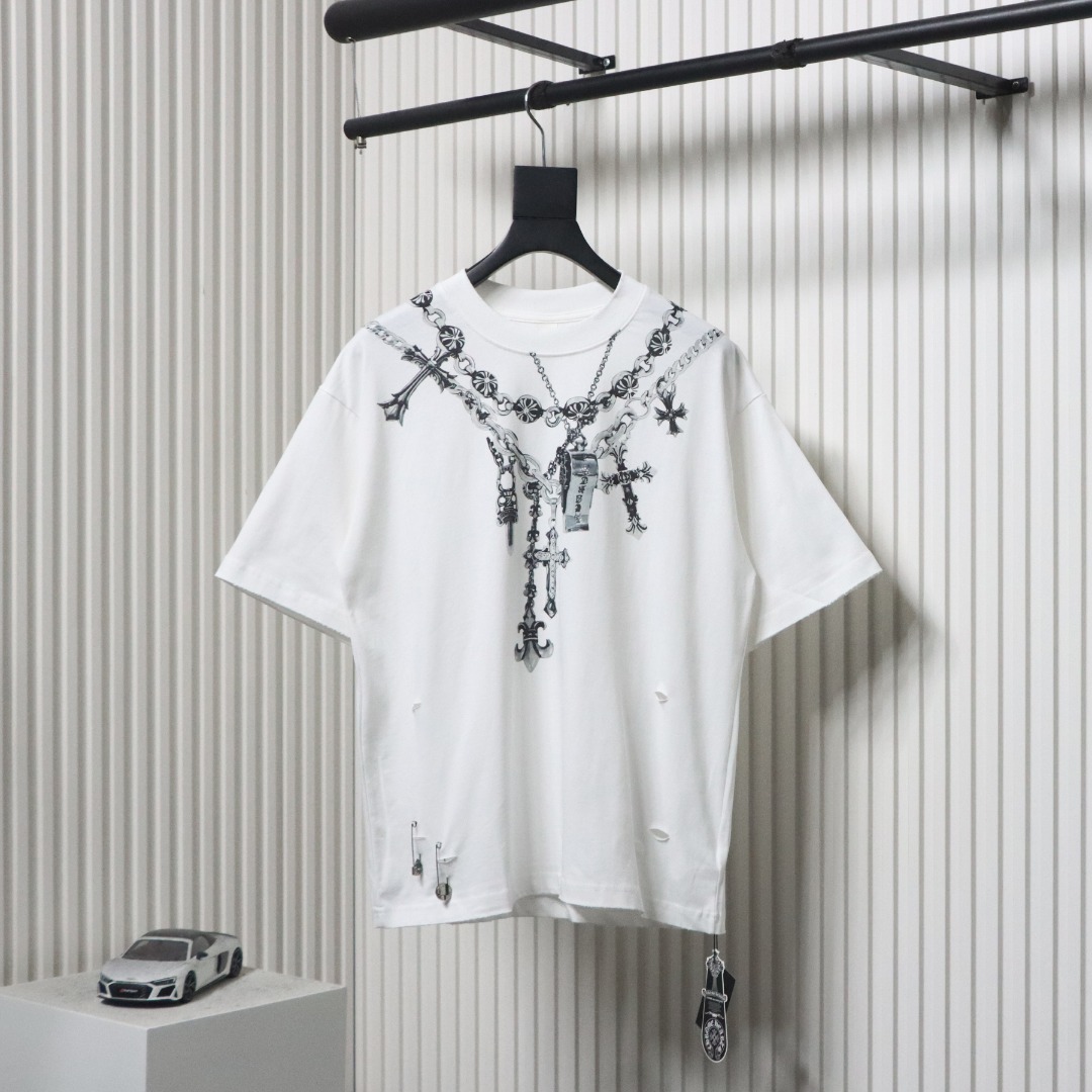 Chrome Hearts 25ss Casual Hand-painted Graffiti T-shirt White