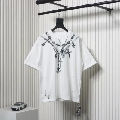 Chrome Hearts 25ss Casual Hand-painted Graffiti T-shirt White 01