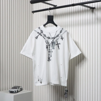 Chrome Hearts 25ss Casual Hand-painted Graffiti T-shirt White 01