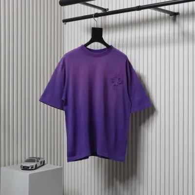 Chrome Hearts 25ss Cross Patch Embroidery Washed Holes T-shirt Purple 01