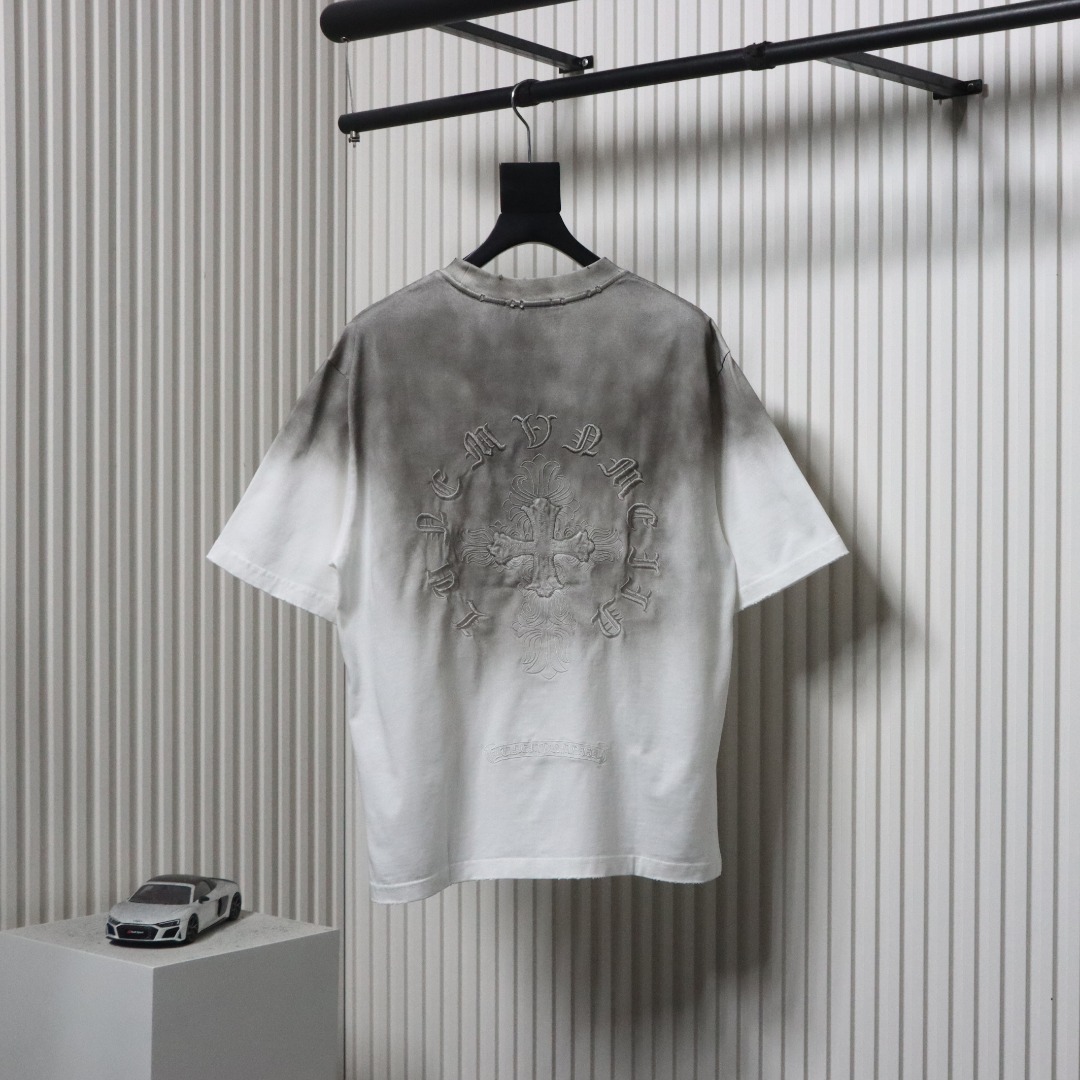 Chrome Hearts 25ss Cross Patch Embroidery Washed Holes T-shirt White