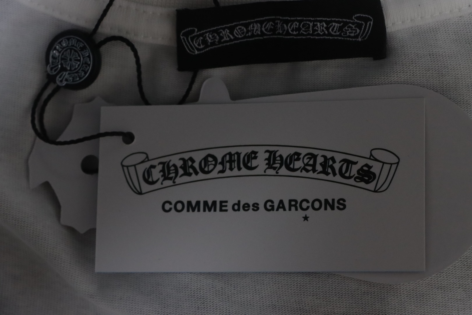 Chrome Hearts 25ss Cross Patch Embroidery Washed Holes T-shirt White