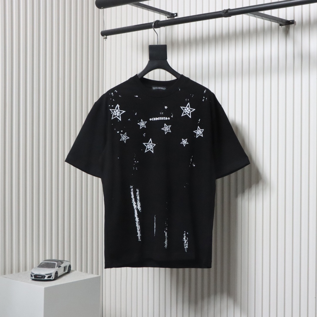 Chrome Hearts 25ss Mottled Sanskrit Star Print T-shirt Black