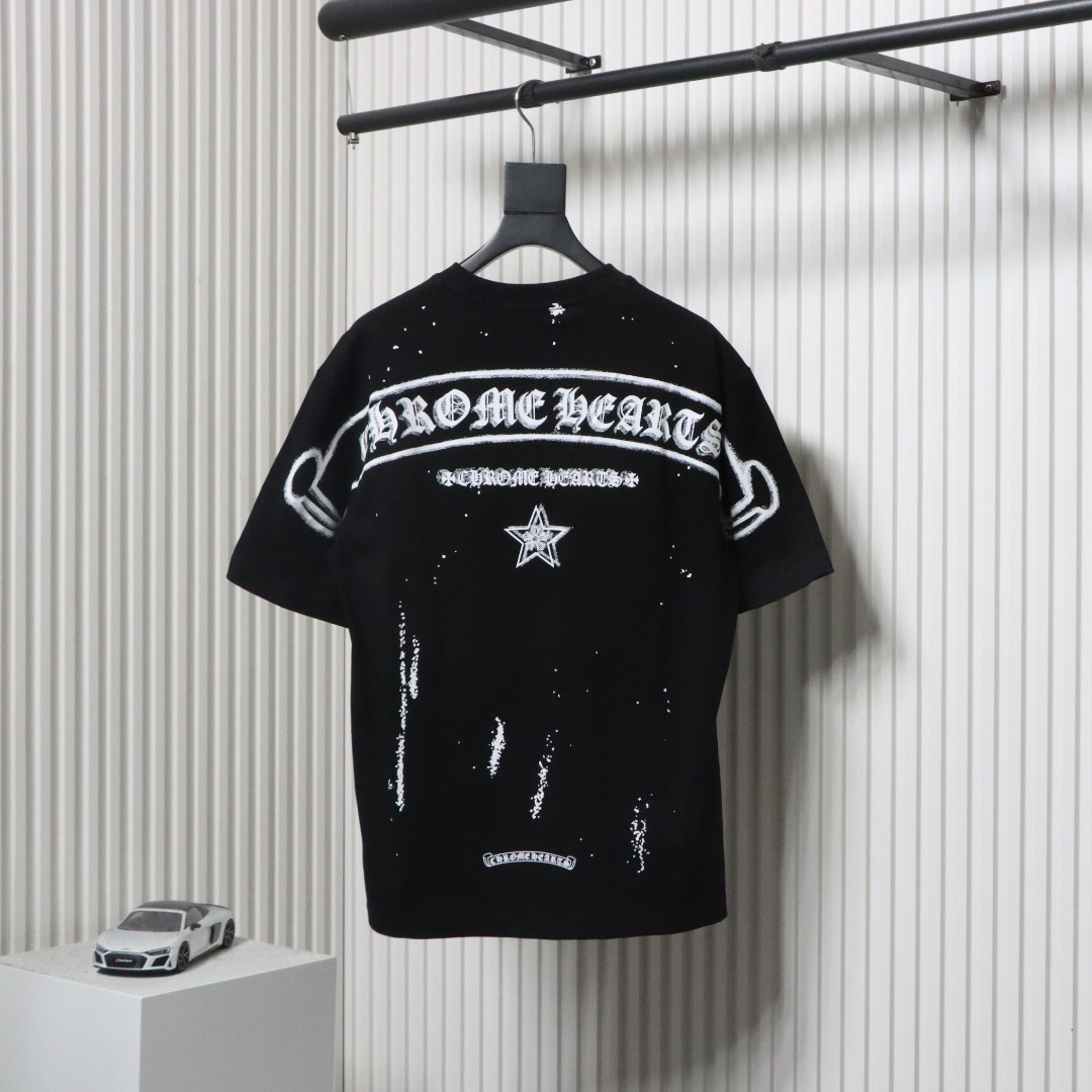 Chrome Hearts 25ss Mottled Sanskrit Star Print T-shirt Black