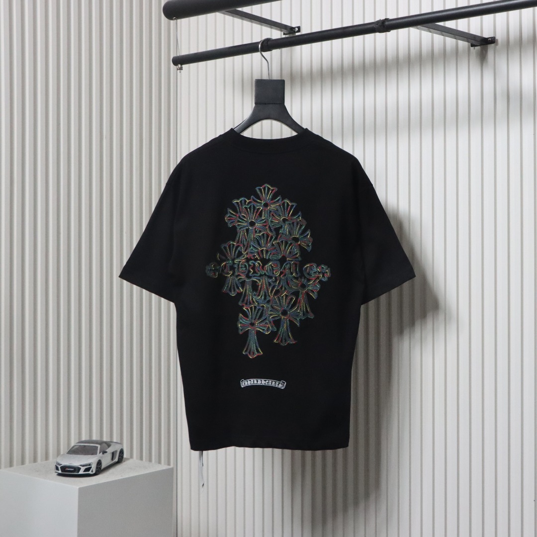 Chrome Hearts 25ss Round Neck With Colorful Print On The Back T-shirt Black