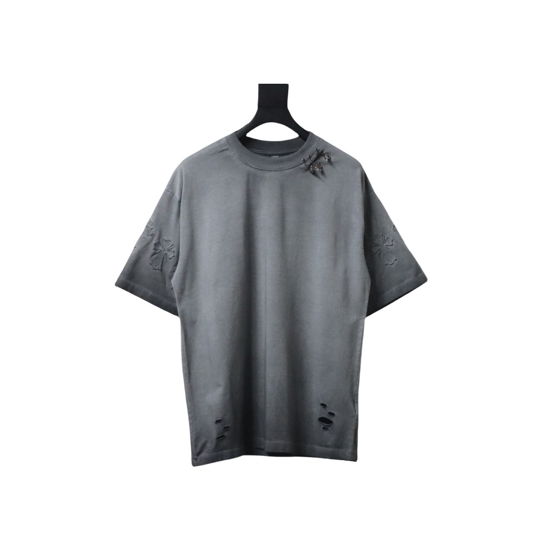 Chrome Hearts Chest Pin Crew Neck T-shirt Grey