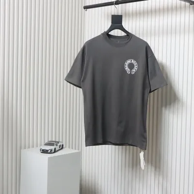 Chrome Hearts Colorful Horseshoe Sanskrit Letter Print T-shirt Grey 01