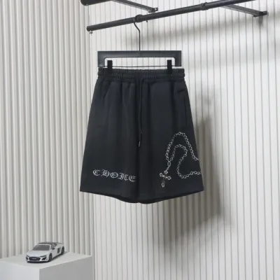 Chrome Hearts Cotton Distressed Print Embroidered Hardware Shorts Black 01