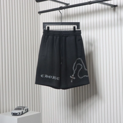 Chrome Hearts Cotton Distressed Print Embroidered Hardware Shorts Black 01