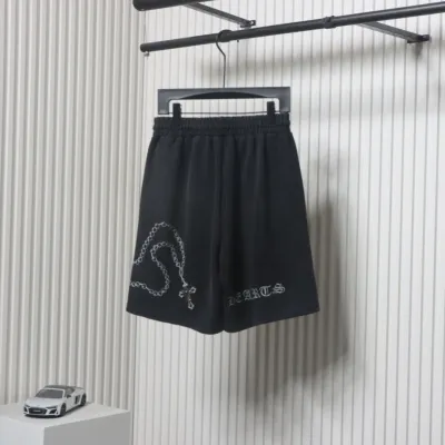 Chrome Hearts Cotton Distressed Print Embroidered Hardware Shorts Black 02