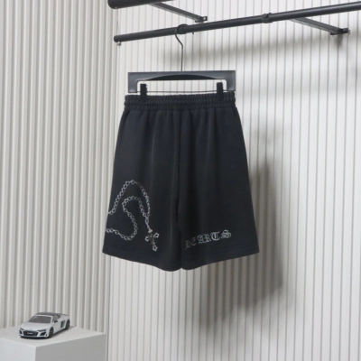 Chrome Hearts Cotton Distressed Print Embroidered Hardware Shorts Black 02