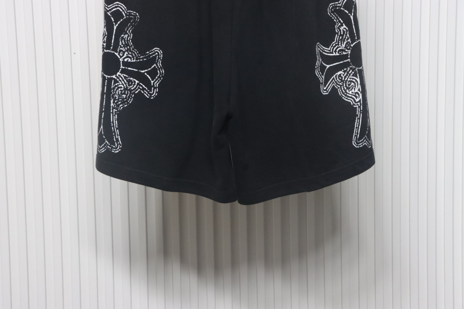 Chrome Hearts Cotton Distressed Printed Embroidered Shorts Black