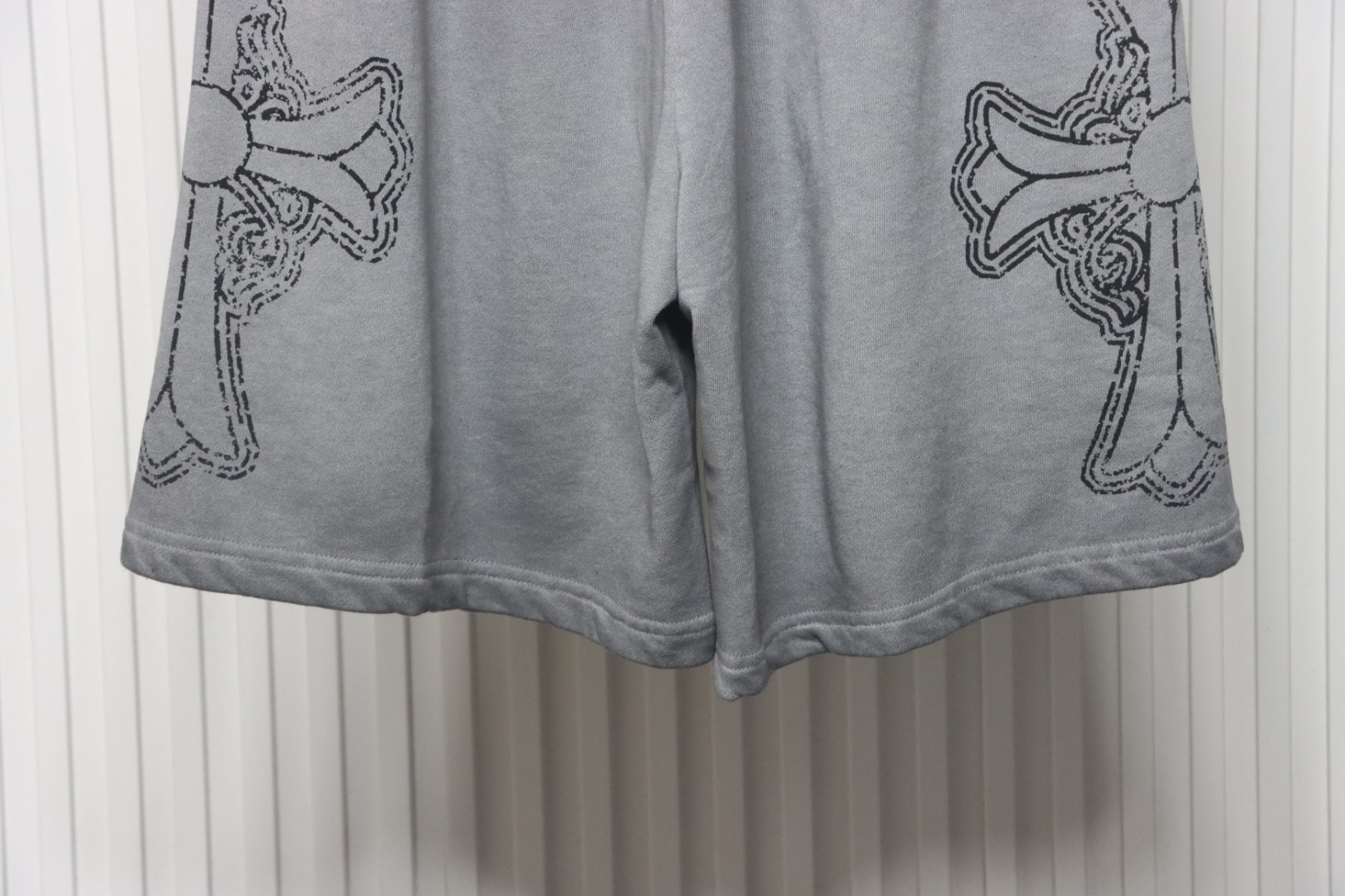 Chrome Hearts Cotton Distressed Printed Embroidered Shorts Grey
