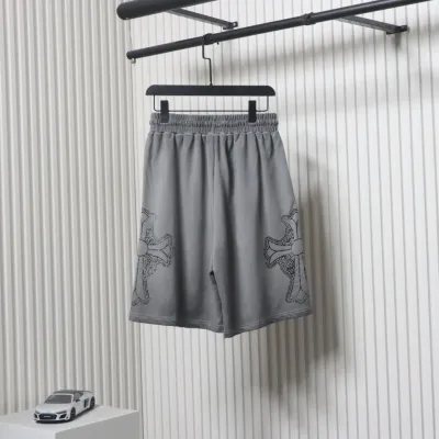 Chrome Hearts Cotton Distressed Printed Embroidered Shorts Grey 01
