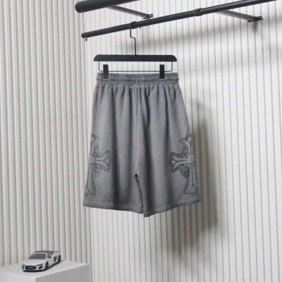 Chrome Hearts Cotton Distressed Printed Embroidered Shorts Grey 01