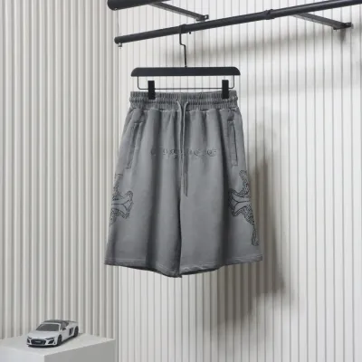 Chrome Hearts Cotton Distressed Printed Embroidered Shorts Grey 02
