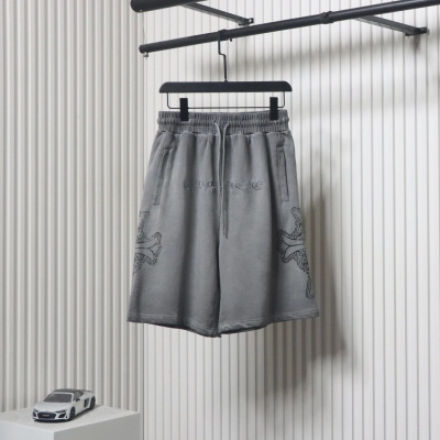 Chrome Hearts Cotton Distressed Printed Embroidered Shorts Grey 02