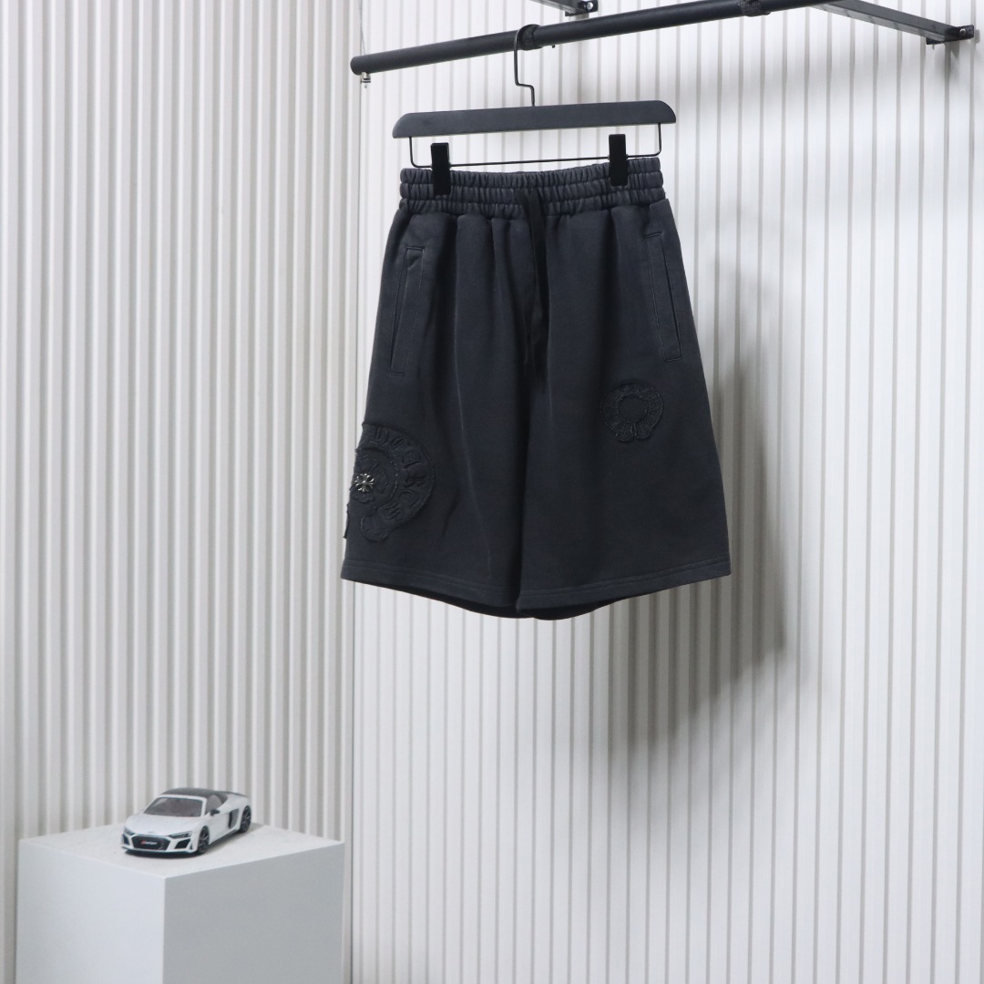 Chrome Hearts Distressed Embroidered Shorts Black