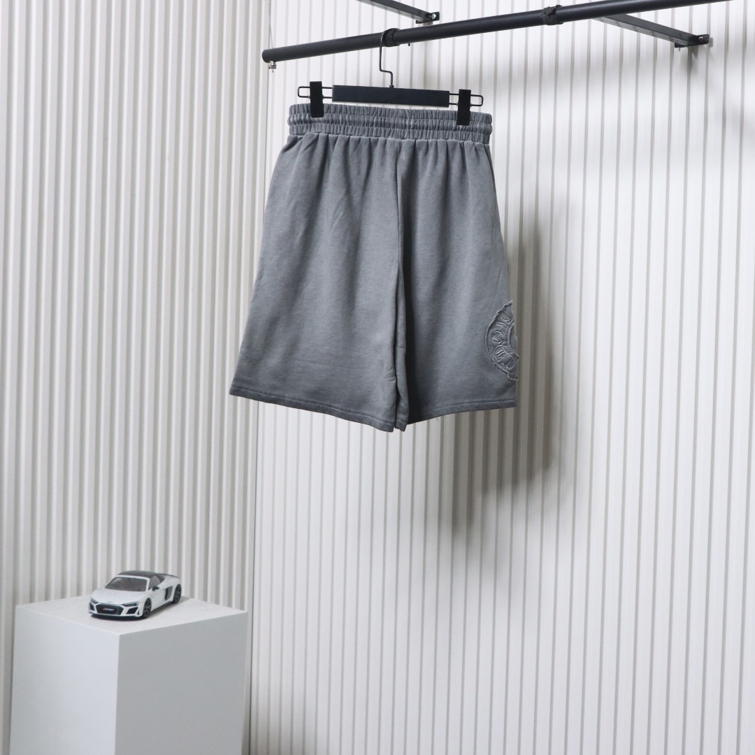Chrome Hearts Distressed Embroidered Shorts Grey