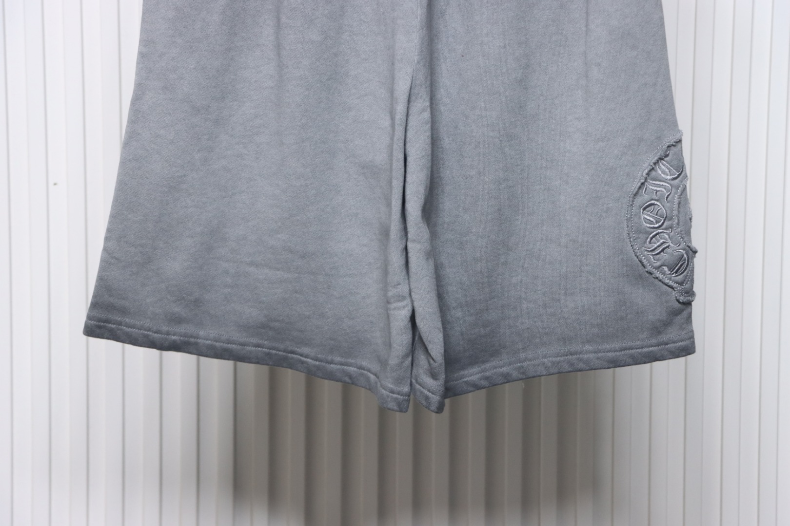 Chrome Hearts Distressed Embroidered Shorts Grey