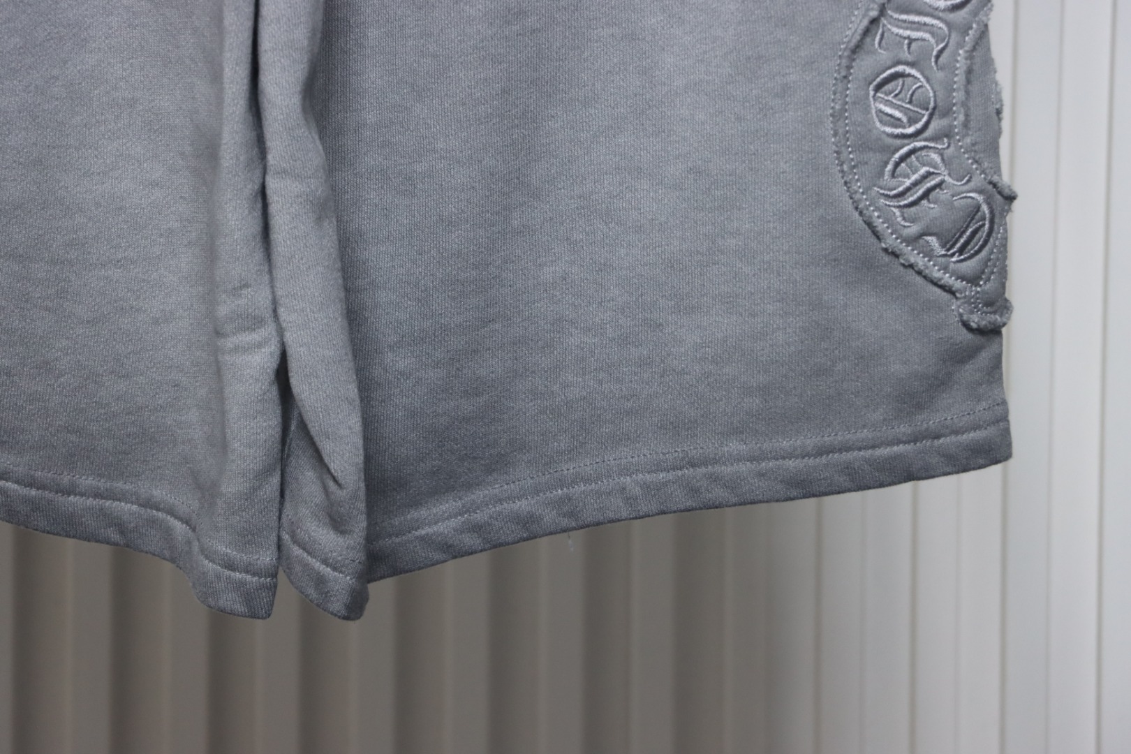 Chrome Hearts Distressed Embroidered Shorts Grey