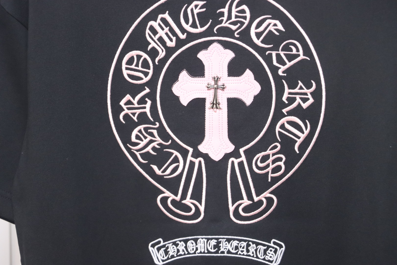 Chrome Hearts Heavy Horseshoe Sanskrit Applique Embroidery T-shirt Grey